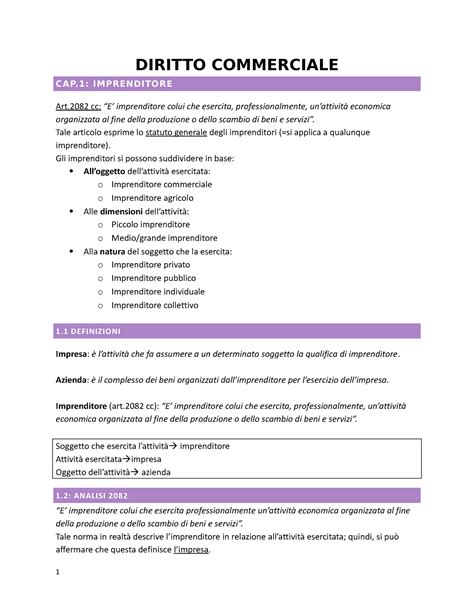 Diritto Commerciale Ppunti Diritto Commerciale Cap Imprenditore