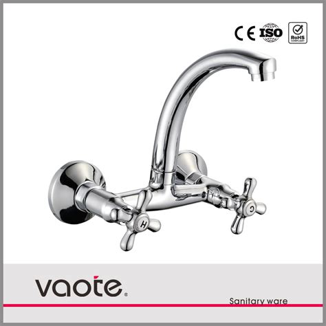 Double Handle Sink Wall Mounted Hot Cold Kitchen Faucet Sink Kitchen Faucet And Double