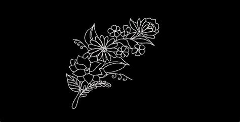 Flower Line Art Embroidery Design Machine Embroidery Design Etsy