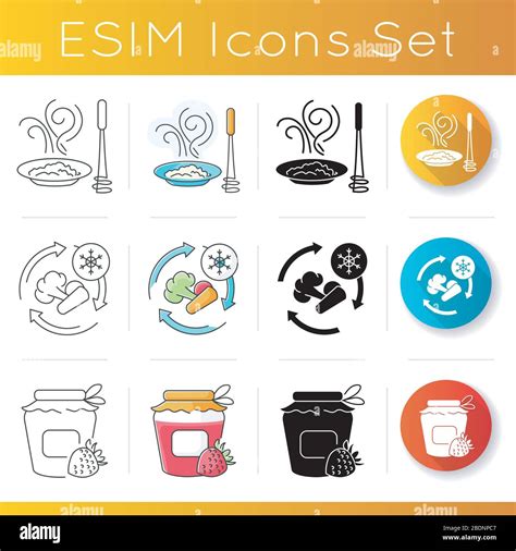 Culinary Techniques Icons Set Linear Black And Rgb Color Styles Different Food Preparation