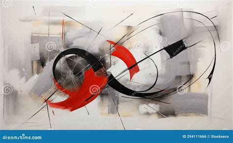 Dynamic and Dramatic Abstract Painting in Black and Red Stock ...