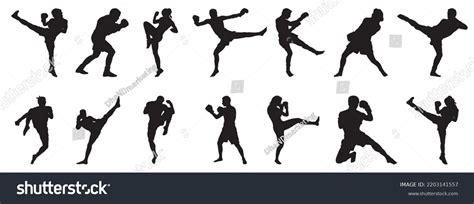 Fighters Silhouette Collectionvector Illustration Fighting Silhouette Stock Vector (Royalty Free ...