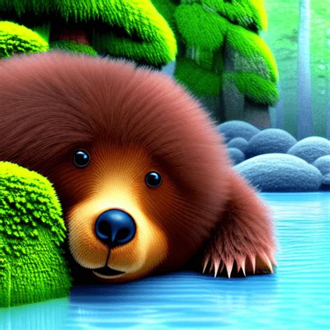 Anima O D Disney Pixar Style Fofo Baby Beb Urso Na Floresta