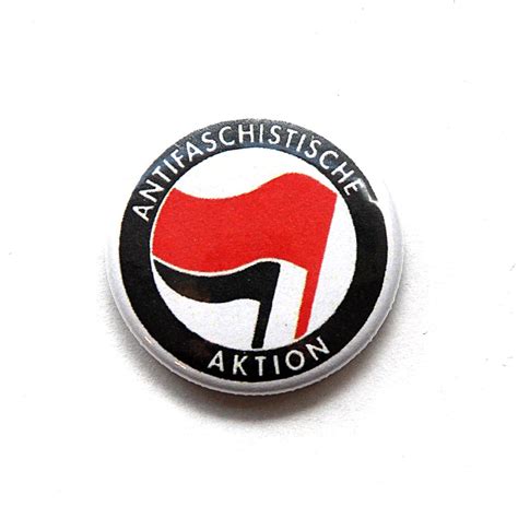 Antifaschistische Aktion Button Red Black Fire And Flames Music