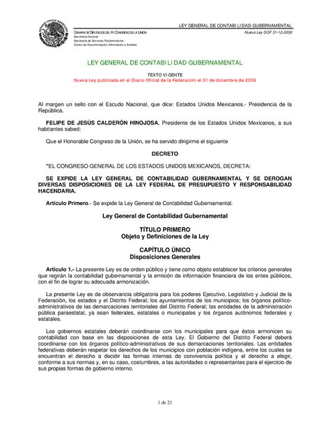 2 Ley General Contabilidad Gubernamental 2021 CÁMARA DE DIPUTADOS