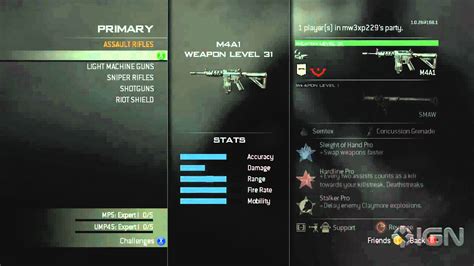 Modern Warfare 3 Loadout Screen Weapon Select Menu Youtube