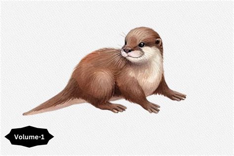 Watercolor Otter Clipart Volume Graphic By Design Store Creative