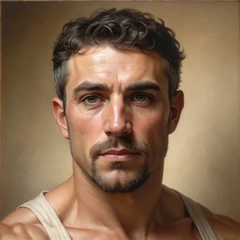 Detailed Portrait Painting Of A Muscular Gentleman B