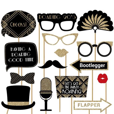 Buy Fully Assembled Roaring 20s Photo Booth Props Set Of 30 Black