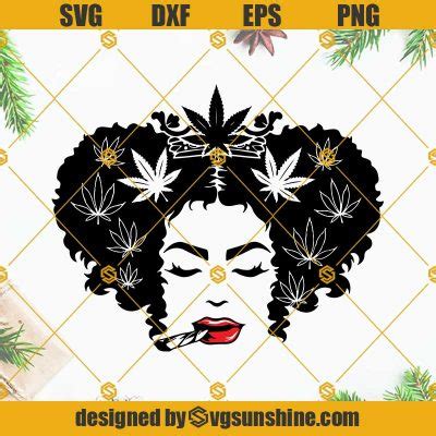 Afro Weed Queen Smoking Joint SVG Rasta Girl Smoking SVG Smoking