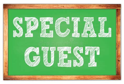 Special Guest Words On Green Wooden Frame School Blackboard Stock