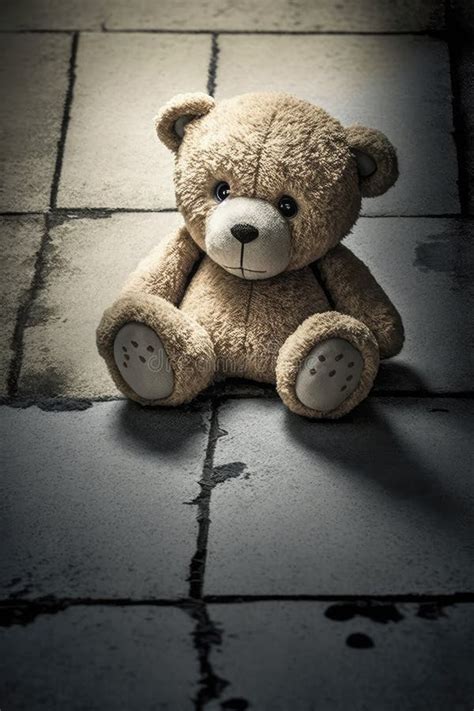 Lonely Teddy Bear On The Floor Symbol Of Solitude And Sadness For