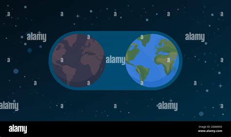 Vieja Tierra Contaminada Y Nueva Tierra Limpia Cambio Y Concepto De Evolución Imagen Vector De