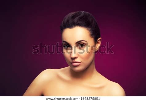 Portrait Beauty Model Natural Nude Make Stock Photo 1698275851