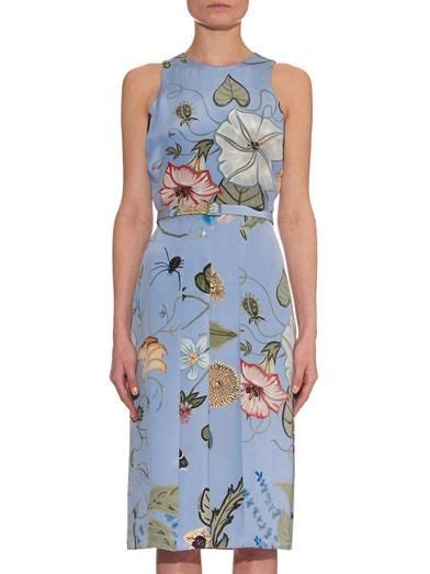 Floral Knight Print Silk Cady Dress Gucci Matchesfashion