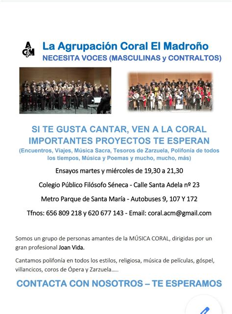 Solicitud De Voces Coral Genesis Federaci N Coral De Madrid