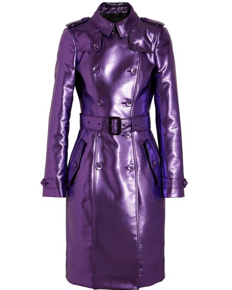 Burberry Prorsum Metallic Trench Coat In Purple Lyst