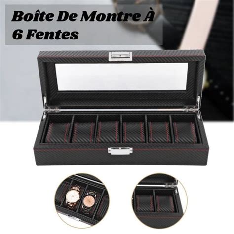 HEG Coffret Présentoir Boîte Boîtier à Montre Bijoux avec 6 Fentes Etui