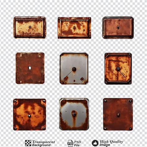 Premium PSD Collection Set Of Rusty Metal Plates Isolated On