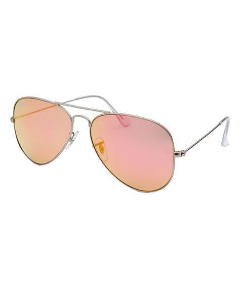 Love This Matte Silver And Pink Mirror Aviator Sunglasses By Ray Ban On