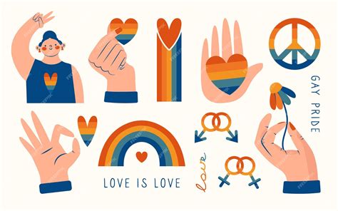 Conjunto Vectorial De Símbolos De La Comunidad Lgbtq Con Banderas De