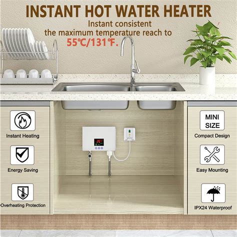 Daordaer Mini Electric Tankless Water Heater 3000w 110v Constant Temperature Instant Hot Water