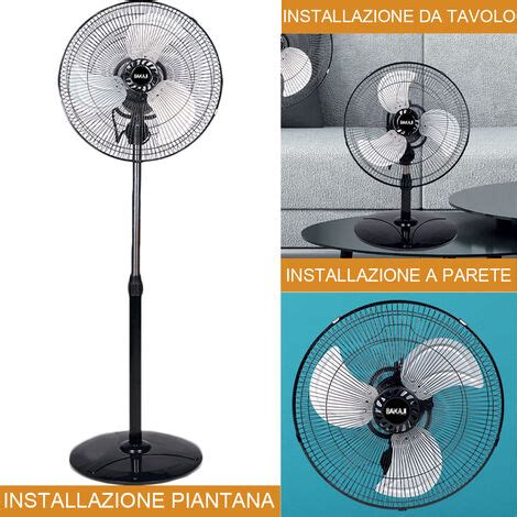 Ventilatore A Piantana In Base Tonda Pala Cm Oscillante W