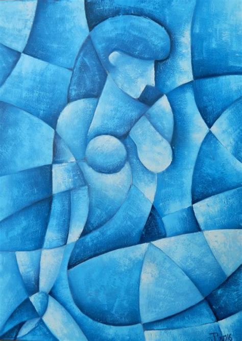 Naked Blue Painting By Ji Petr Artmajeur Geometric Painting