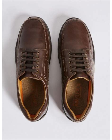 Marks And Spencer Extra Wide Fit Leather Shoes With Airflextm In Dark