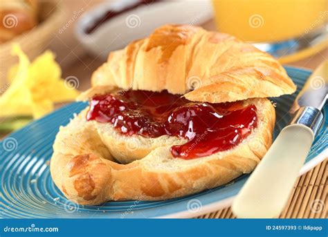 Croissant With Strawberry Jam Stock Image Image 24597393