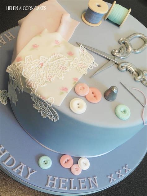 A Sewing Theme Birthday Cake All Edible Sugar Decoration By Helen