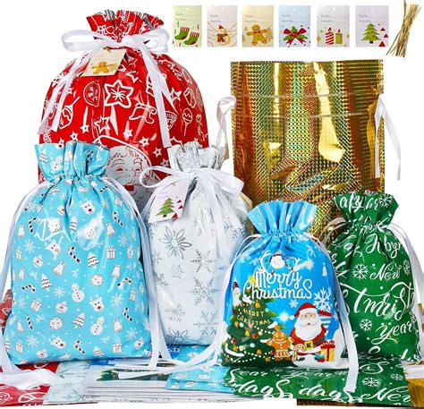 Pcs Christmas Gift Bags Different Designs And Sizes Reusable