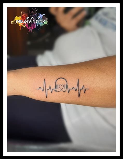 Heartbeat Tattoo Music Tattoo Heart Tattoo Head Phones Tattoo