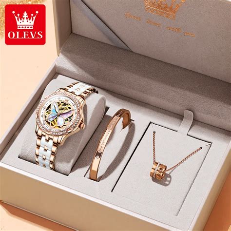 Olevs Reloj Mec Nico Autom Tico Para Mujer Pulsera Con Mariposas