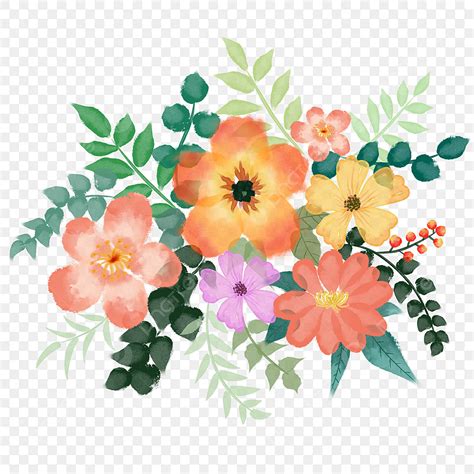 Flowers In Clusters Png Image A Clustered Pink Orange Watercolor