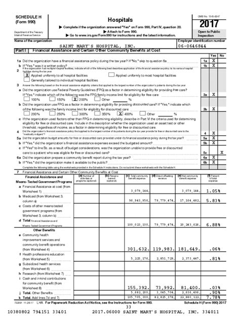 Fillable Online St Peters Memorial Hospital Schedule H Fax Email Print