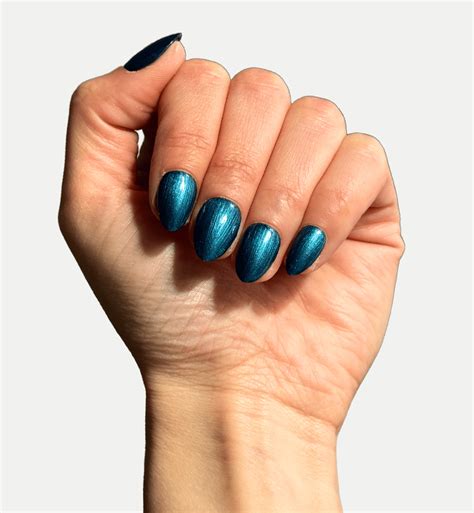 Faux Ongles Turquoise MÉtallique Amandes Courts