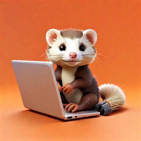 Premium AI Image | Ferret using a laptop generated by AI