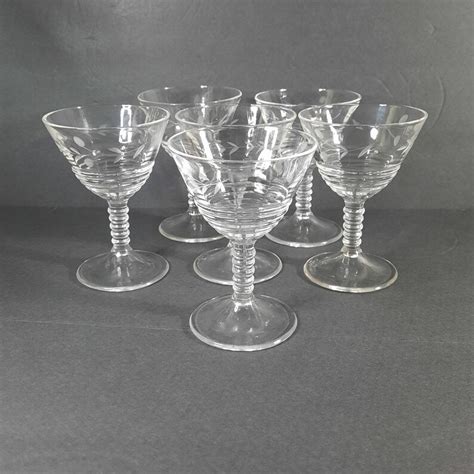 Antique Art Deco Champagne Glasses Set Of 6 Clear Glass Etsy