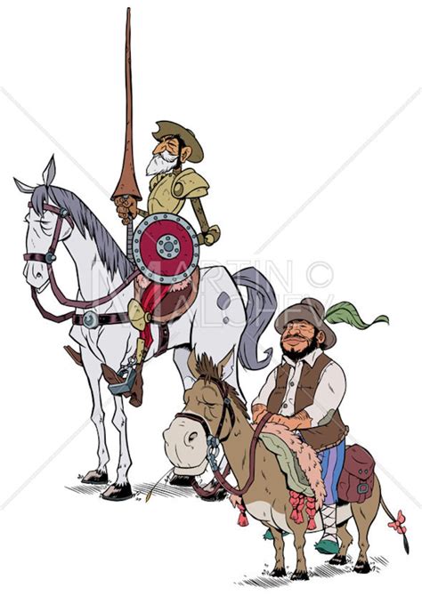 Don Quixote And Sancho Panza On White Vector Illustration Don Quixote