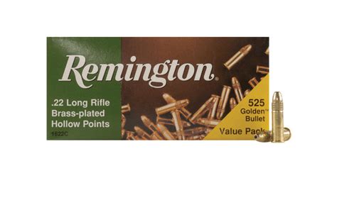 Remington Golden Bullet Ammunition 22 Long Rifle 36 Grain Plated Lead Hollow Point Bulk 525