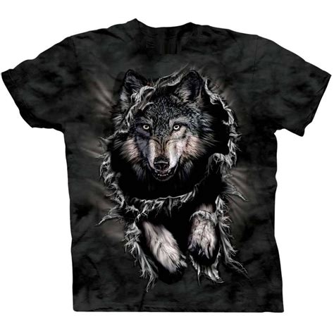 Fierce Wolf Face Jumping Animal Print Graphic Tee T Shirt For Women