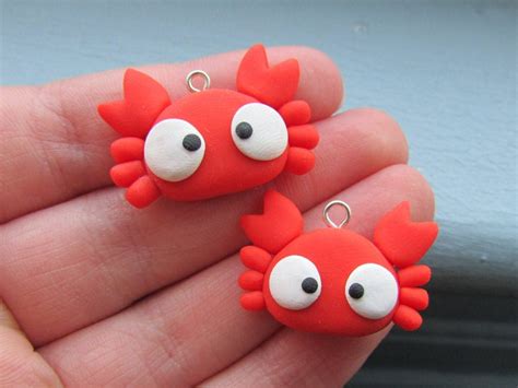 Cute Crab Polymer Clay Charm