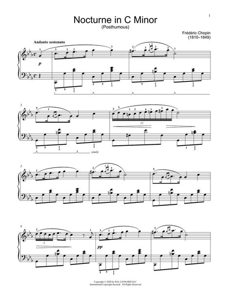 Frederic Chopin Nocturne In C Minor Kk Ivb No 8 Sheet Music Notes