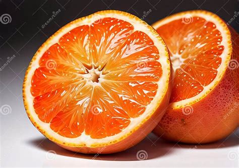 Studio Photo Illustration Of Juicy Oranges Cut In Half On A White