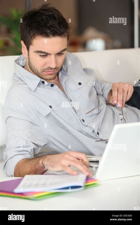 Man Working Using Pc Stock Photo Alamy