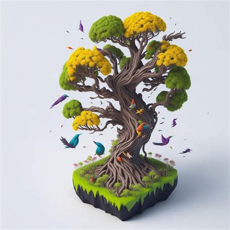 Premium Ai Image Miniature Bonsai Futuristic Mystical Tree Photo