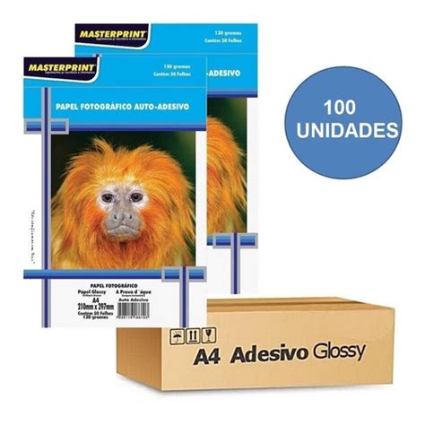 Papel Fotográfico Adesivo A4 Glossy 130g 100 Fls Masterprint Shopee