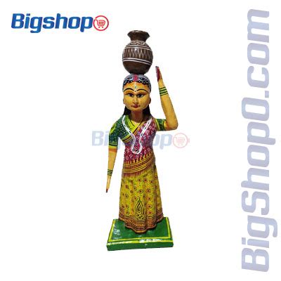 Buy Kondapalli Wooden Handmade Pot Lady Toy Multicolour Online At Low