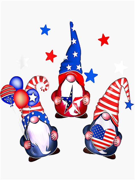 Fourth Of July Gnomes Patriotic American Flag Red White Blue T Shirt